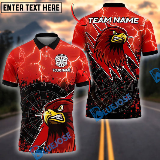 BlueJose Darts Dartboard Hawk With Lightning Personalized Name, Team Name Shirt (4 Colors)