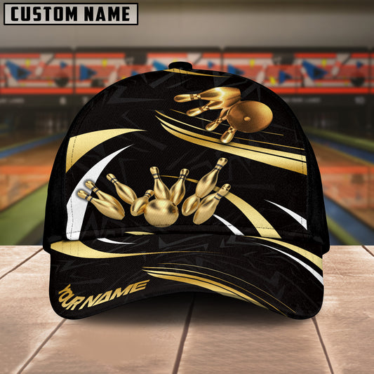 BlueJoses Bowling And Pins Bling Bling Shiny Multicolor Personalized Name Cap