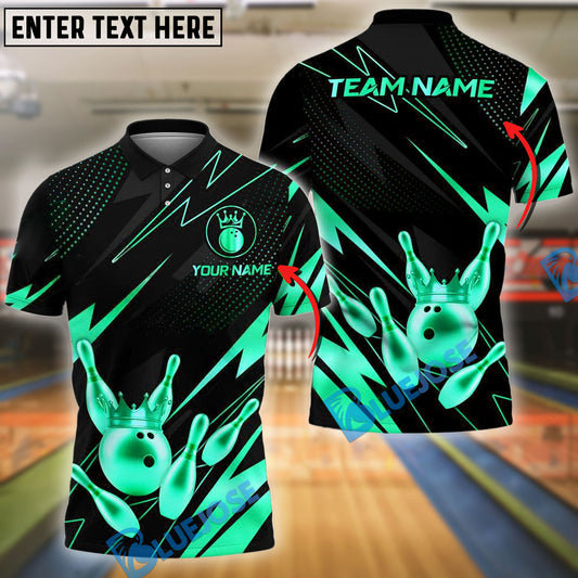 BlueJose Bowling And Pins Premium Crown Version 2 Customized Name 3D Shirt ( 6 Colors)