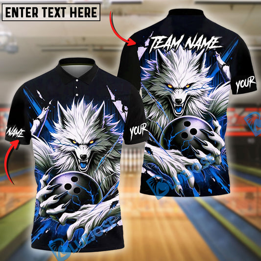 BlueJose Bowling And Pins Bloody Wolf Customized Name, Team Name 3D Shirt (4 Colors)