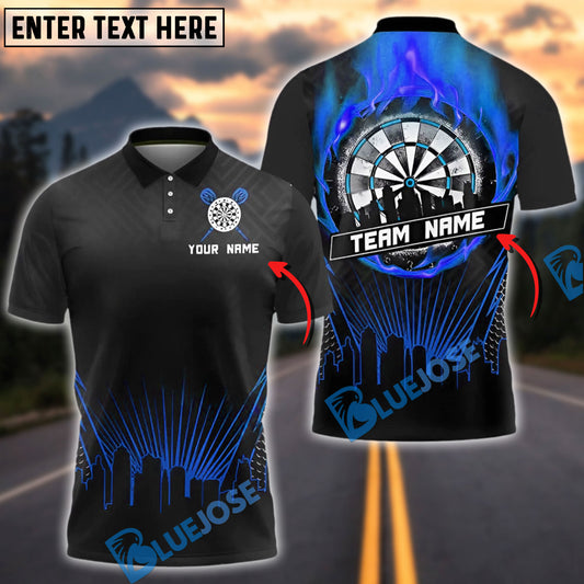 BlueJose Darts City Fire Ring Personalized Name, Team Name Shirt (4 Colors)