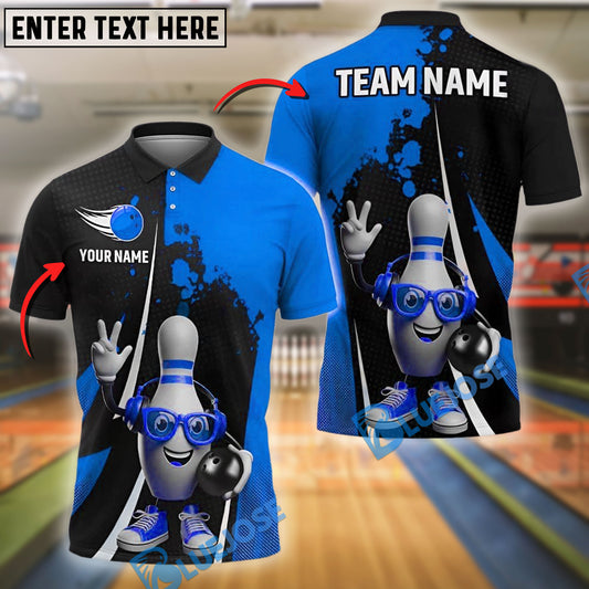 BlueJose Bowling And Pins Funny Pin Dotted Style Customized Name, Team Name 3D Shirt (4 Colors)