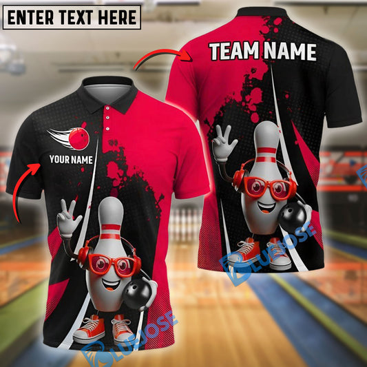 BlueJose Bowling And Pins Funny Pin Dotted Style Customized Name, Team Name 3D Shirt (4 Colors)
