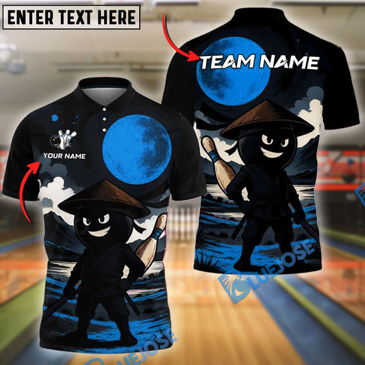BlueJose Bowling And Pins Ninja Warrior Moon Customized Name 3D Shirt (4 Colors)