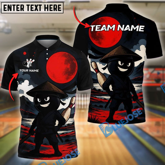 BlueJose Bowling And Pins Ninja Warrior Moon Customized Name 3D Shirt (4 Colors)