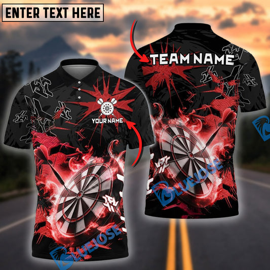 BlueJose Fire & Jet Strike Theme Darts Tournament Shirt Customized Name, Team Name Shirt (4 Colors)