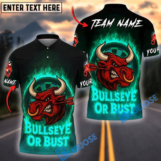 BlueJose Darts Flaming Bull Rage Multicolor Options Personalized Name Shirt (4 Colors)