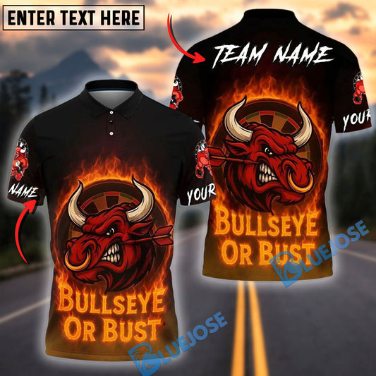 BlueJose Darts Flaming Bull Rage Multicolor Options Personalized Name Shirt (4 Colors)
