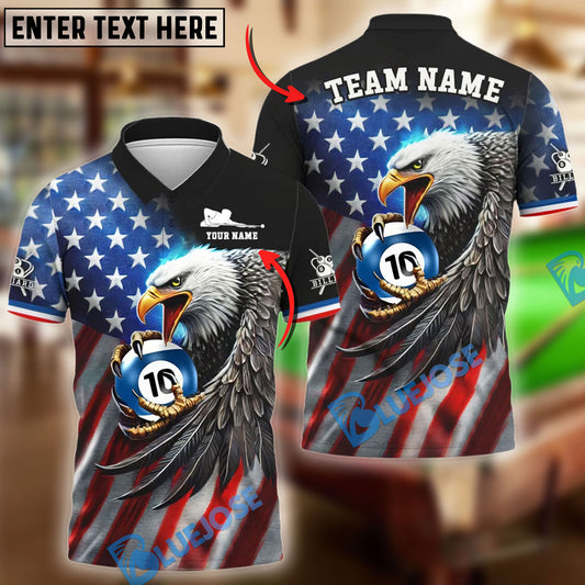 BlueJose Billiards Ball 10 Eagle Flag Of US Pattern Personalized Name, Team Name Unisex Shirt