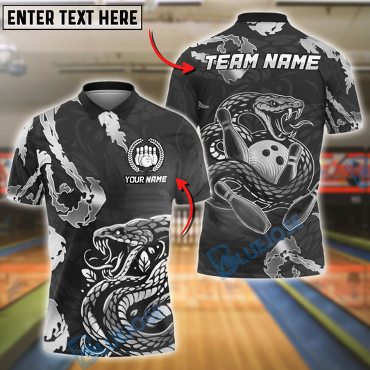 BlueJose Bowling And Pins Angry Snake Customized Name 3D Shirt (6 Colors)