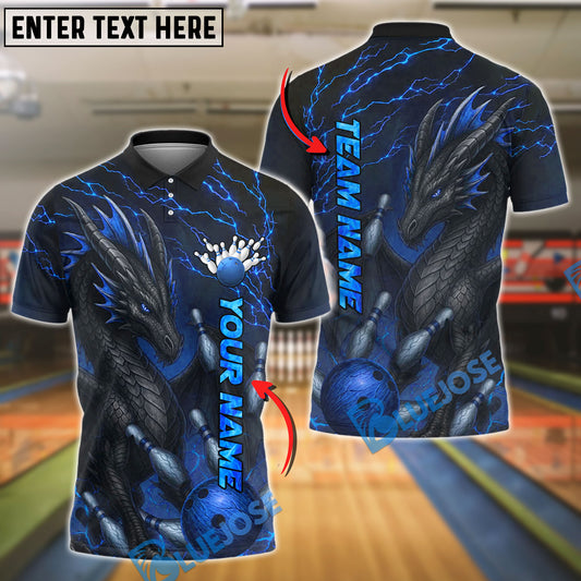 BlueJose Bowling And Pins Inferno Dragon Crimson Strike Customized Name, Team Name 3D Shirt (4 Colors)