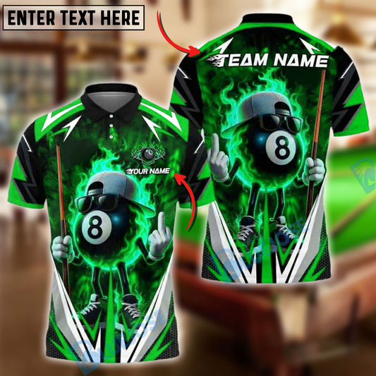 BlueJose Billiards Flaming 8-Ball Cool Style Personalized Name, Team Name Unisex Shirt (4 Colors)