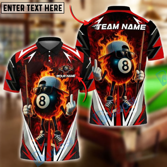 BlueJose Billiards Flaming 8-Ball Cool Style Personalized Name, Team Name Unisex Shirt (4 Colors)