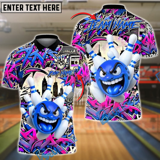 BlueJose Bowling Urban Rage Graffiti Style Customized Name, Team Name 3D Shirt (4 Colors)