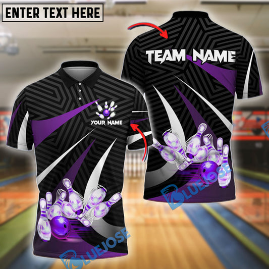 BlueJose Bowling And Pins Spike Customized Name, Team Name 3D Shirt (4 Colors)