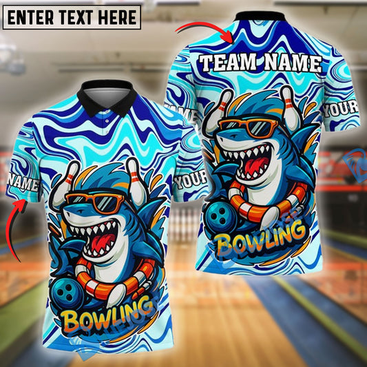 BlueJose Bowling And Pins Shark Happy Summer Customized Name, Team Name 3D Shirt (4 Colors)