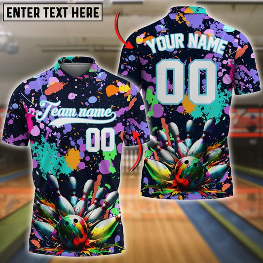 BlueJose Bowling Graffiti Paint Customized Name, Number, Team Name 3D Shirt