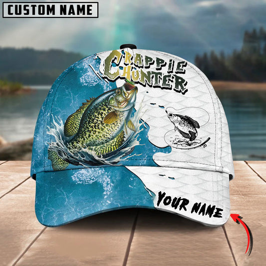 BlueJose Crappie Hunter Fishing Graphic Splash Effect Personalized Cap