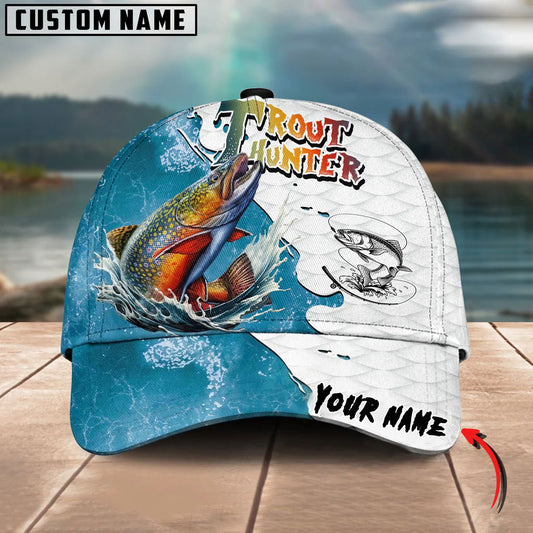 BlueJose Trout Hunter Fishing Graphic Splash Effect Personalized Cap