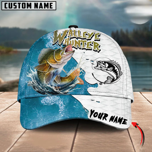 BlueJose Walleye Hunter Fishing Graphic Splash Effect Personalized Cap