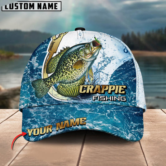 BlueJose Crappie Fishing Golden Hook Graphic Personalized Cap