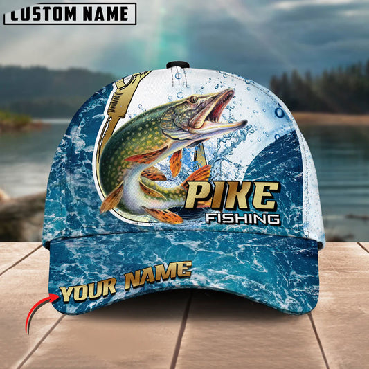BlueJose Pike Fishing Golden Hook Graphic Personalized Cap