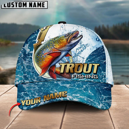 BlueJose Trout Fishing Golden Hook Graphic Personalized Cap