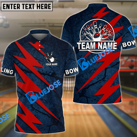 BlueJose Bowling And Pins Lightning Volt Customized Name 3D Shirt ( 6 Colors)