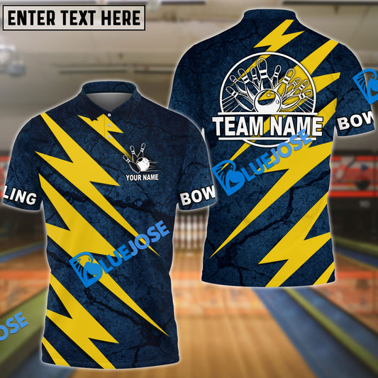 BlueJose Bowling And Pins Lightning Volt Customized Name 3D Shirt ( 6 Colors)