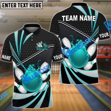 BlueJose Bowling And Pins Point Tornado Pattern Multicolor Customized Name 3D Shirt (4 Colors)