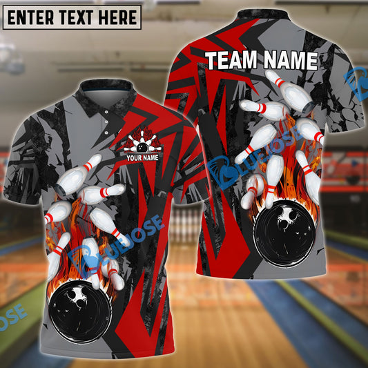 BlueJose Bowling And Pins Dropping Bomb Multicolor Customized Name 3D Shirt (4 Colors)
