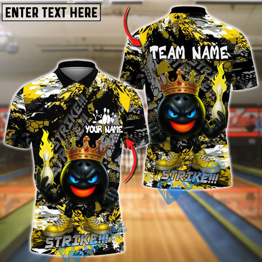 BlueJose Bowling And Pins King Flame Ball Customized Name, Team Name 3D Shirt (4 Colors)