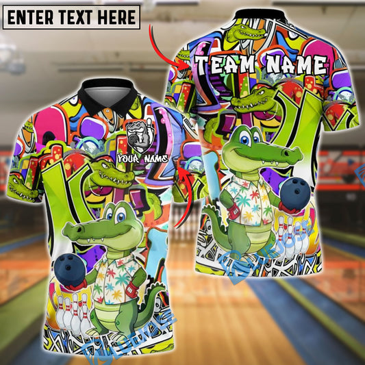 BlueJose Bowling Crocodile Cartoon Personalized Name, Team Name 3D Shirt