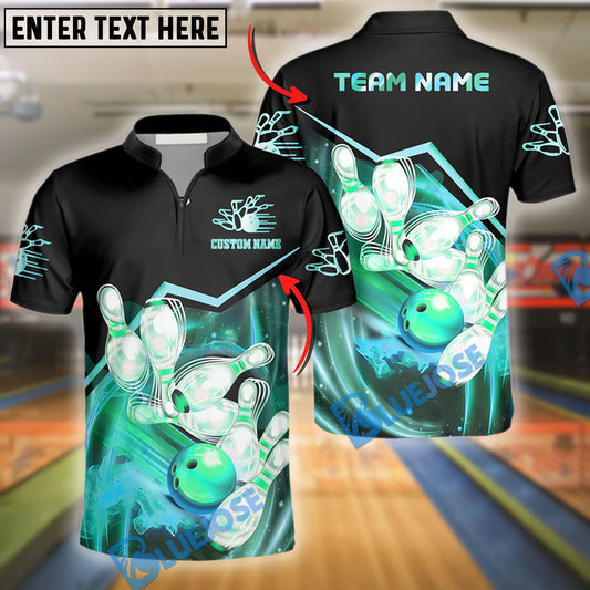 BlueJose Bowling And Pins Galactic Strike Customized Name, Team Name 3D Shirt (4 Colors)