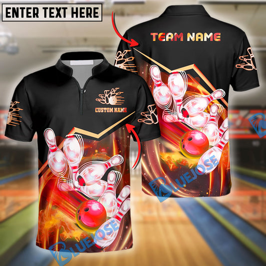 BlueJose Bowling And Pins Galactic Strike Customized Name, Team Name 3D Shirt (4 Colors)