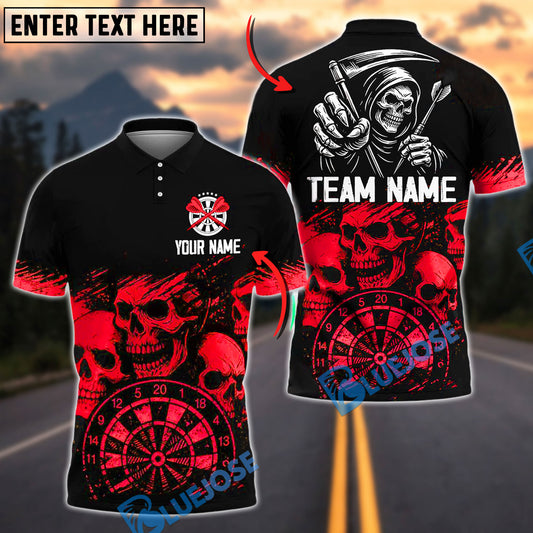 BlueJose Darts Reaper Skull Personalized Name, Team Name Shirt (4 Colors)