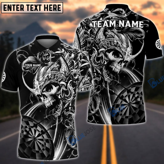 BlueJose Darts Viking Skull Warrior Personalized Name, Team Name Shirt (2 Colors)