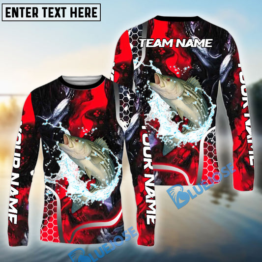 Bluejose Striped Bass Fishing Red Thunder Custom Name & Team Name 3D Shirts