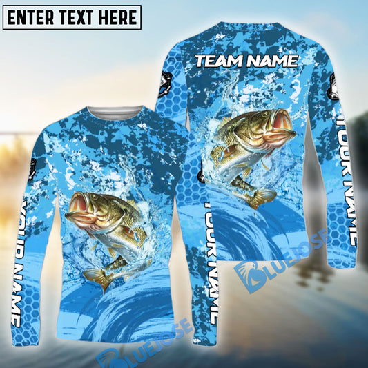 Bluejose Bass Fishing Catch The Blue Wave Custom Name & Team Name 3D Shirts