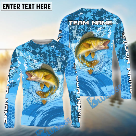 Bluejose Walleye Fishing Catch The Blue Wave Custom Name & Team Name 3D Shirts