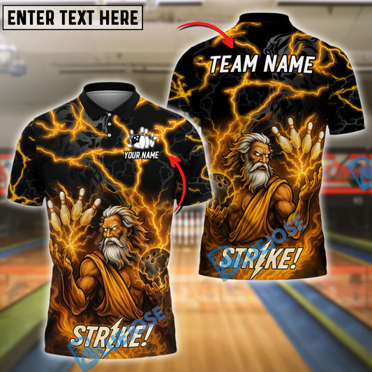 BlueJose Bowling Zeus Lightning STRIKE! Customized Name, Team Name 3D Shirt (4 Colors)