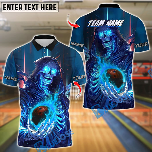 BlueJose Bowling And Pins Cyber Reaper Design Customized Name, Team Name 3D Shirt (4 Colors)