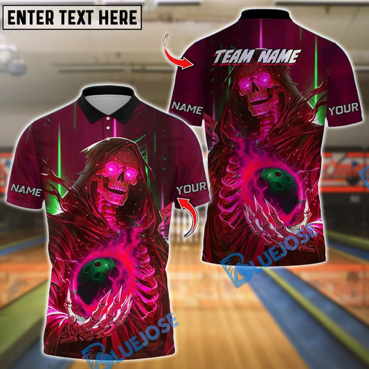 BlueJose Bowling And Pins Cyber Reaper Design Customized Name, Team Name 3D Shirt (4 Colors)