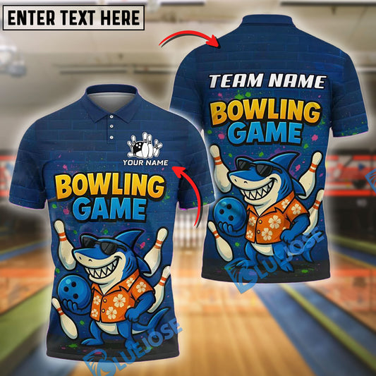 BlueJose Shark Bowling Chill Customized Name, Team Name 3D Shirt (4 Colors)
