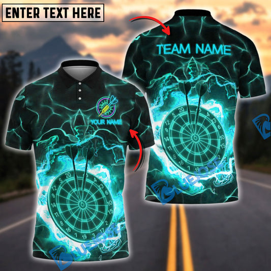 BlueJose Darts Electric Neon Dartboard Style Personalized Name, Team Name Shirt (4 Colors)