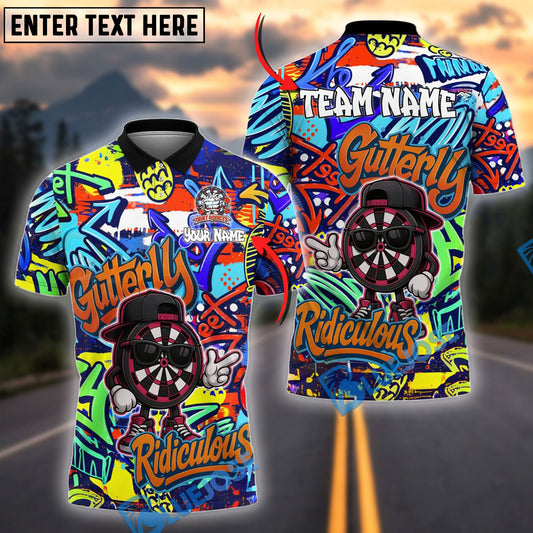 BlueJose Darts Graffiti Funny Gutterly Ridiculous Personalized Name, Team Name Shirt (4 Colors)
