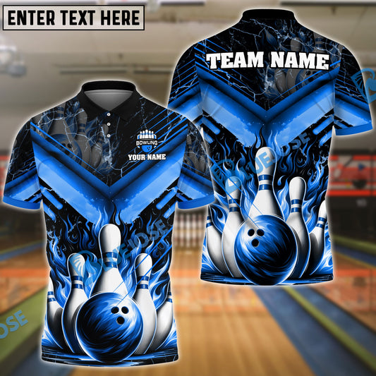 BlueJose Bowling And Pins Flame From Hell Multicolor Customized Name 3D Shirt (4 Colors)