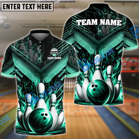 BlueJose Bowling And Pins Flame From Hell Multicolor Customized Name 3D Shirt (4 Colors)