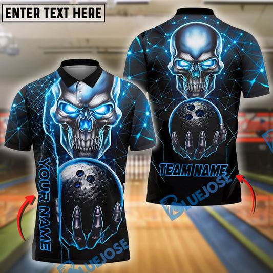 BlueJose Bowling And Pins Skull Dark Alley Kings Customized Name, Team Name 3D Shirt (4 Colors)