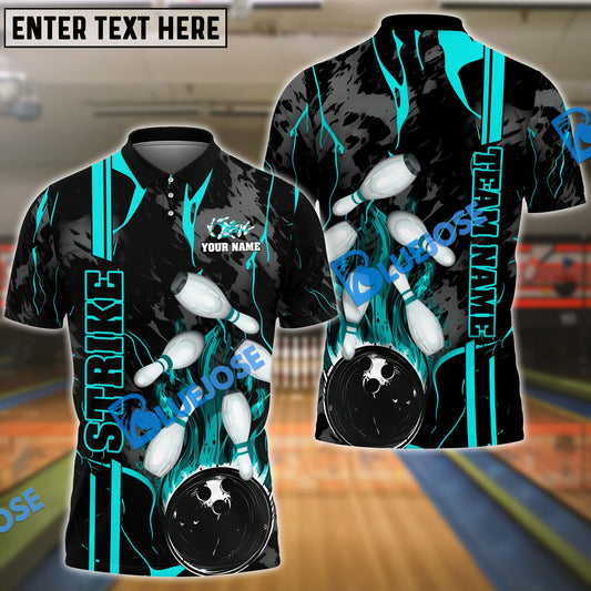 BlueJose Bowling And Pins Strike The Blood Multicolor Customized Name 3D Shirt (4 Colors)